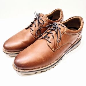 Johnston & Murphy Braydon Plain Toe Oxfords TruFoam Shoes Mens 13M Tan Leather